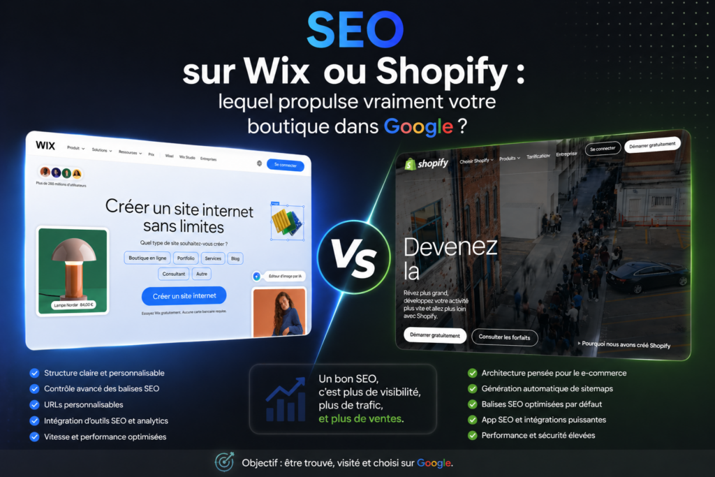 comparaison SEO Wix vs Shopify